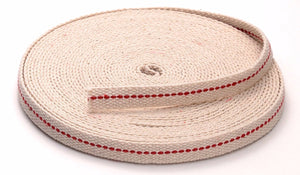Light Of Mine 1/2" Inch 100% Cotton Flat Wick 6 Foot Roll for Paraffin Oil or Kerosene Based Lanterns and Oil Lamps with Genuine Red Stitch (1/2")