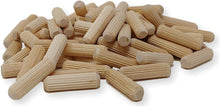 100 Pack 5/16" x 1 1/2" Wooden Dowel Pins Wood Kiln Dried Fluted and Beveled, Made of Hardwood