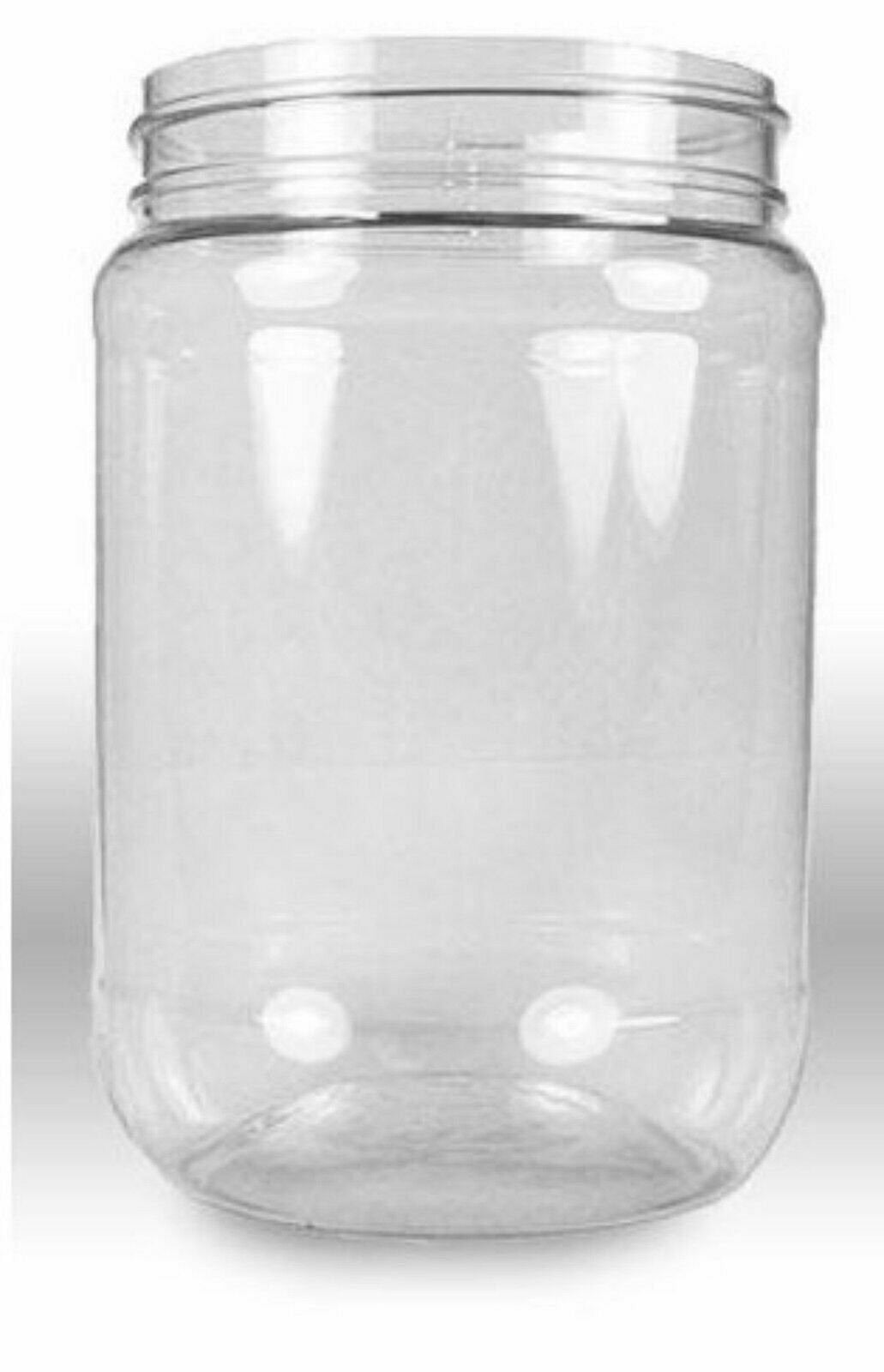 6 Pack 32 oz Plastic Wide Mouth Jars with White Screw On Lid Fresh No Leak Seal