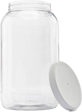 1 gallon plastic jar, wide mouth, clear, with lined fresh seal lid, shatter-proof container storage pet 4 quarts 128 ounce
