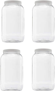 Clearview Containers |128 oz (1 gallon) Plastic Storage Containers w/Lids | Kitchen Canister Set | Food Storage Jars | Airtight Pantry Containers | Flour, Oats, Peanut Butter, Honey, Jams | Set of 4